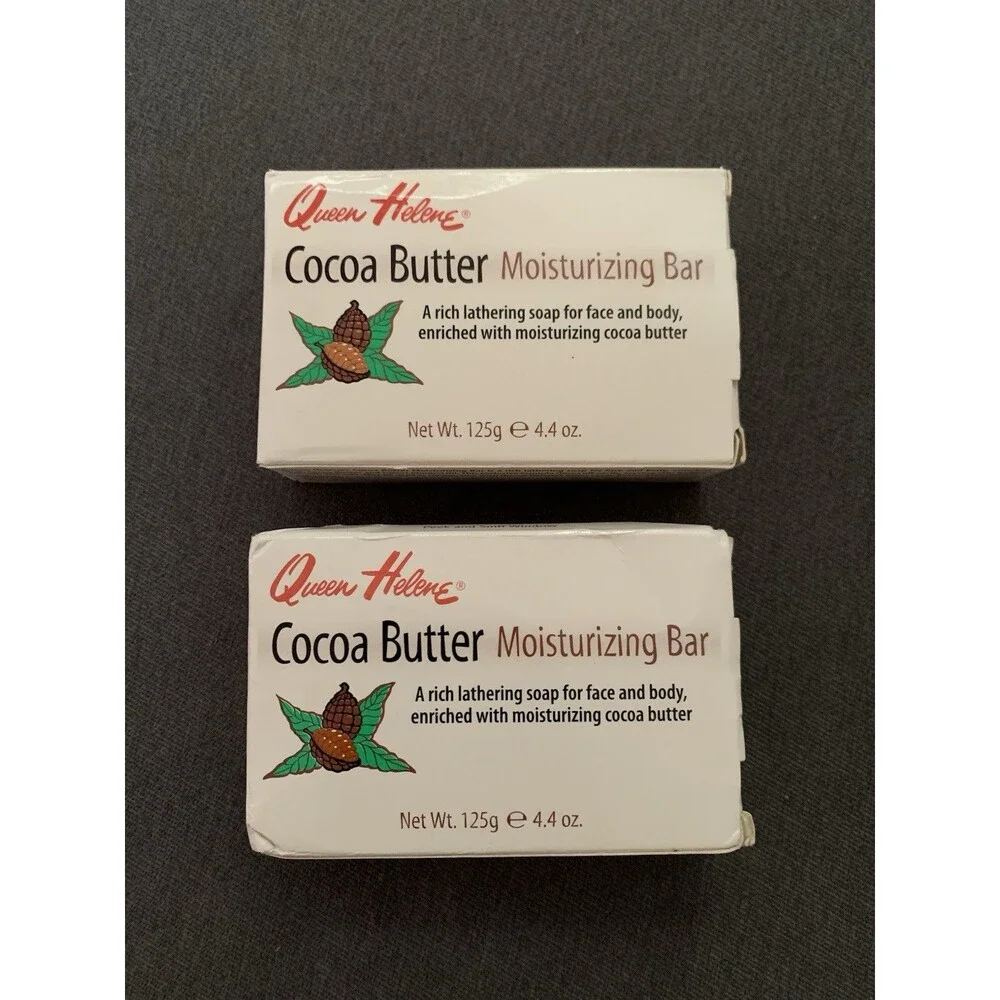 2 Queen Helene Cocoa Butter Moisturizing Bar Soap 4.4 oz. NEW SEALED NOS